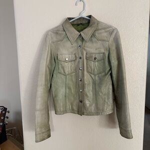 Gorgeous Goosecraft leather mint green jacket